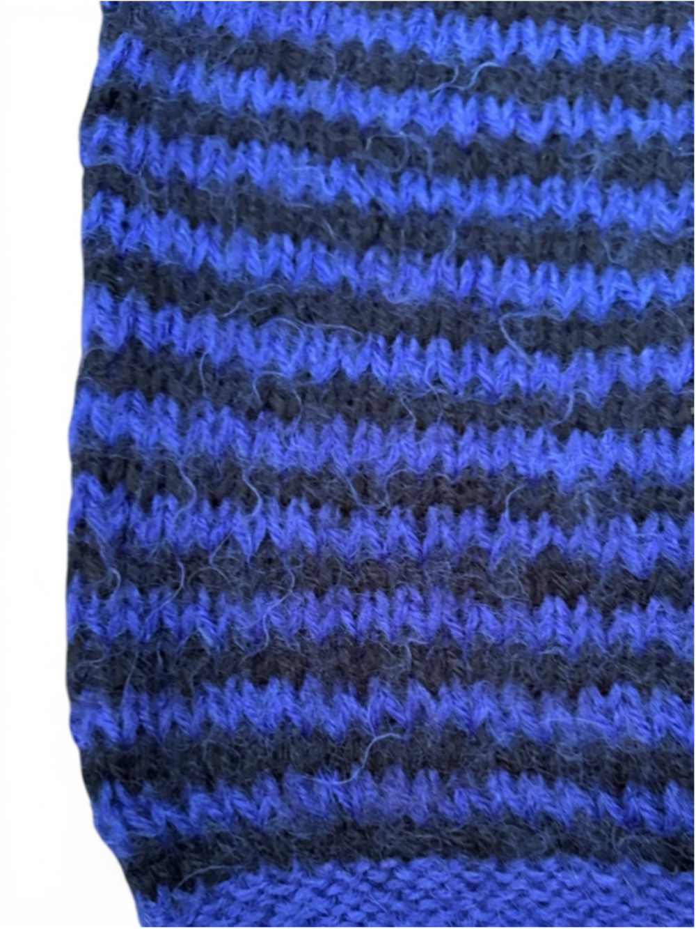 Hand Knit Mohair Artisan Sweater Jet Blue Black Stripe Soft Pullover Oversized - Picture 3 of 7